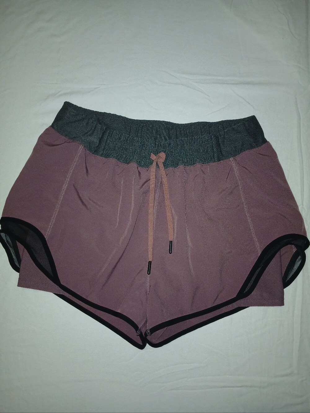 MPG Mauve Shorts with Charcoal Waistband and Black Trim